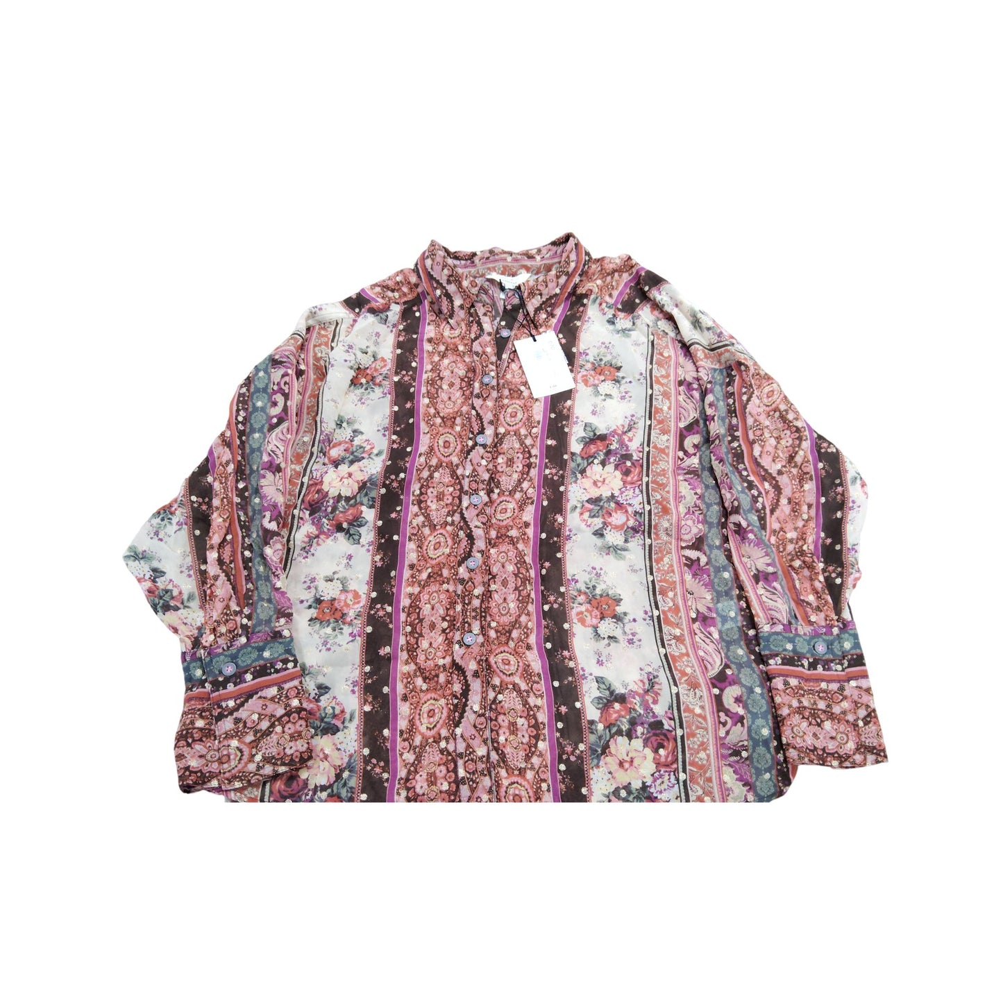 River Island Floral Print Button Up Blouse Women's Size 12 Stylish Design