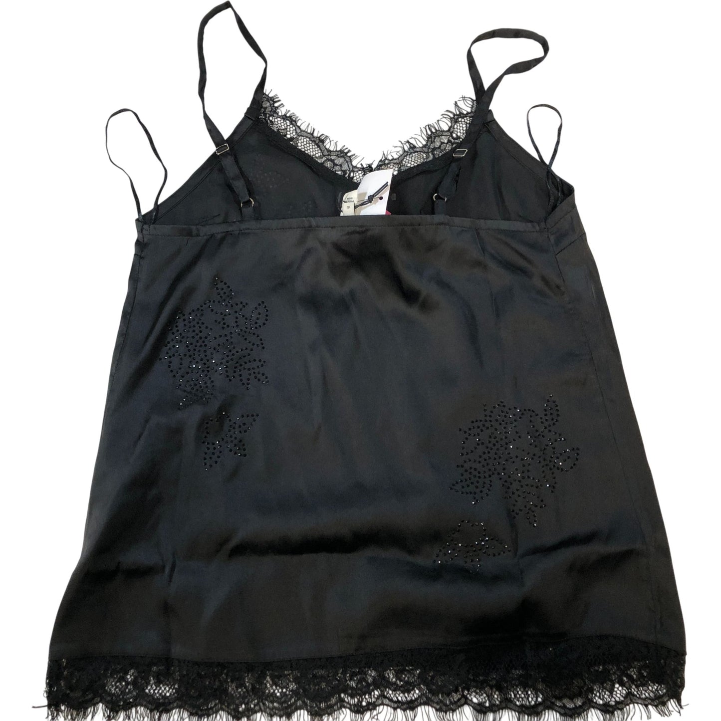 River Island Black Lace Camisole Top UK6 Women's With Floral Detail
