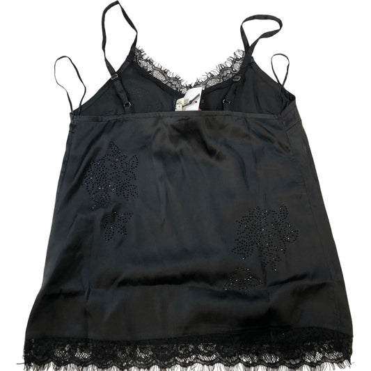 River Island Black Lace Camisole Top UK6 Women's With Floral Detail
