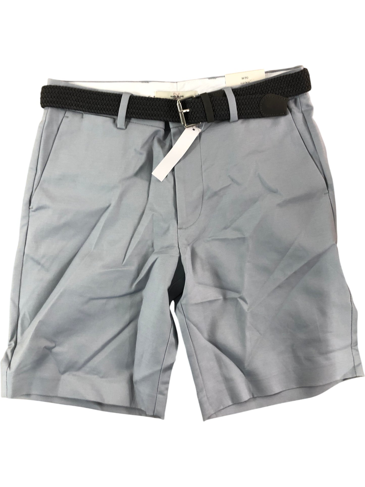River Island Light Grey Slim Fit Shorts Size W30 Men's Casual Wear with Belt