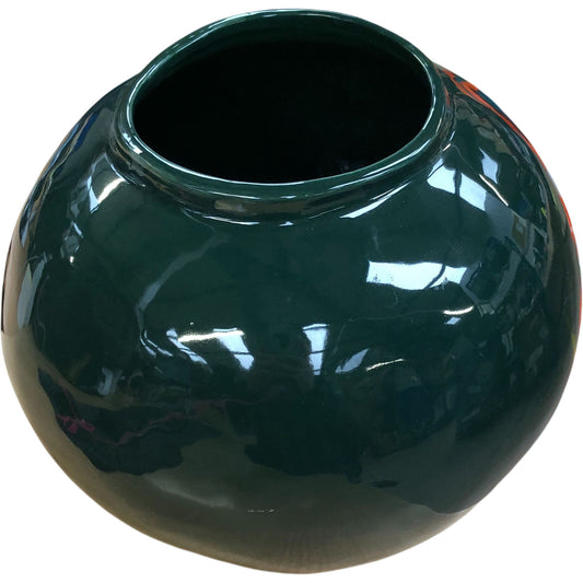 Green Glazed Ceramic Vase Round 9.5"