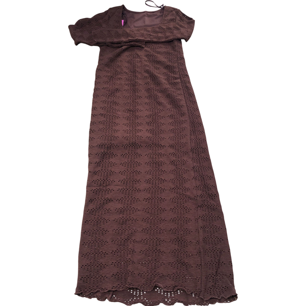 River Island Brown Maxi Dress Women's Cotton Blend Lace Detail Long Length