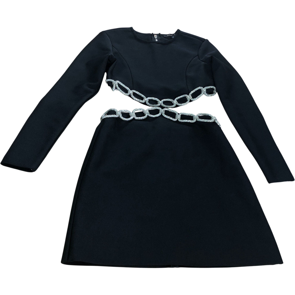 River Island Mini Dress UK Size Small Women's Black Long Sleeve Beaded