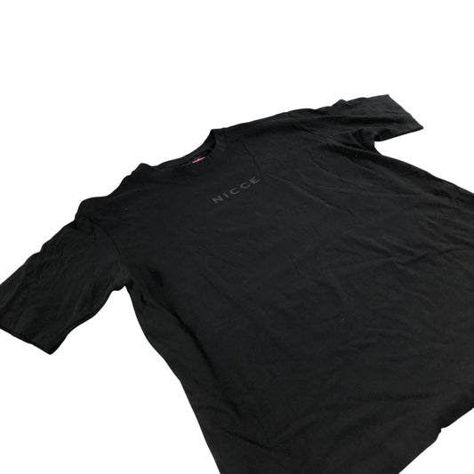 Nicce Black Cotton T-Shirt Casual Wear Plain Logo Tee Large
