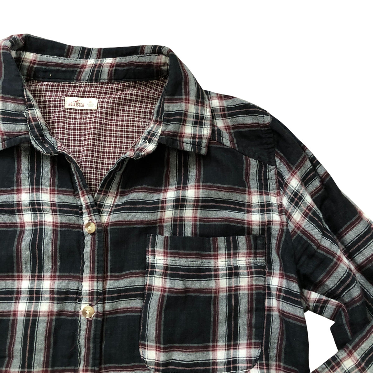 Checked Flannel Shirt XS Women's Long Sleeve Button Up Top