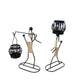 Stylish Black Metal Candle Holder Set Rustic African Style Art Home Décor
