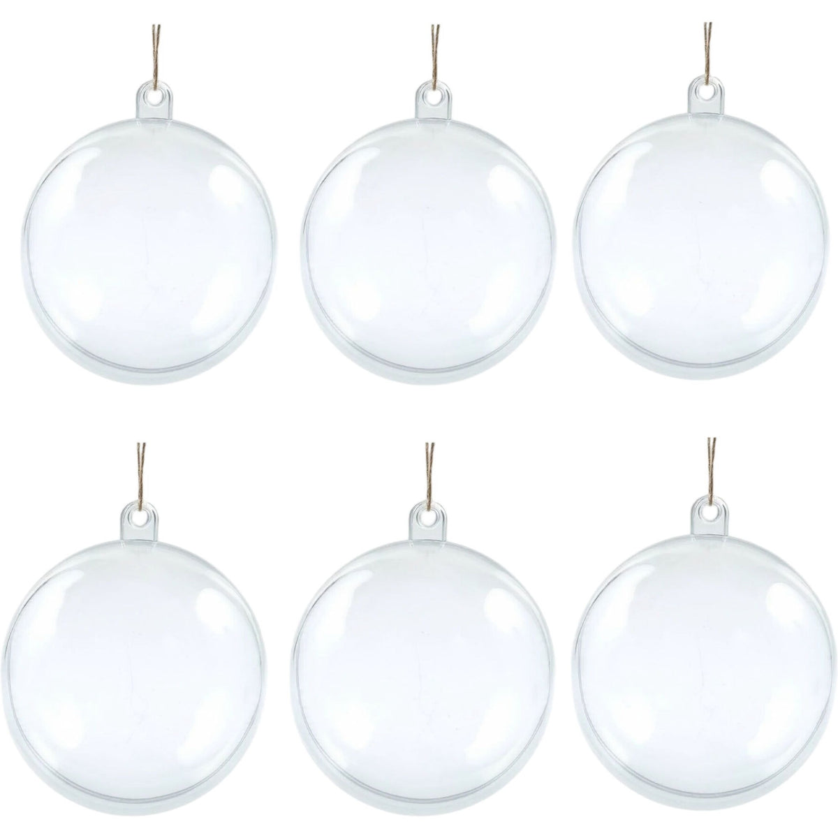 Fill Your Own Clear Christmas Decorations Baubles Set of 6