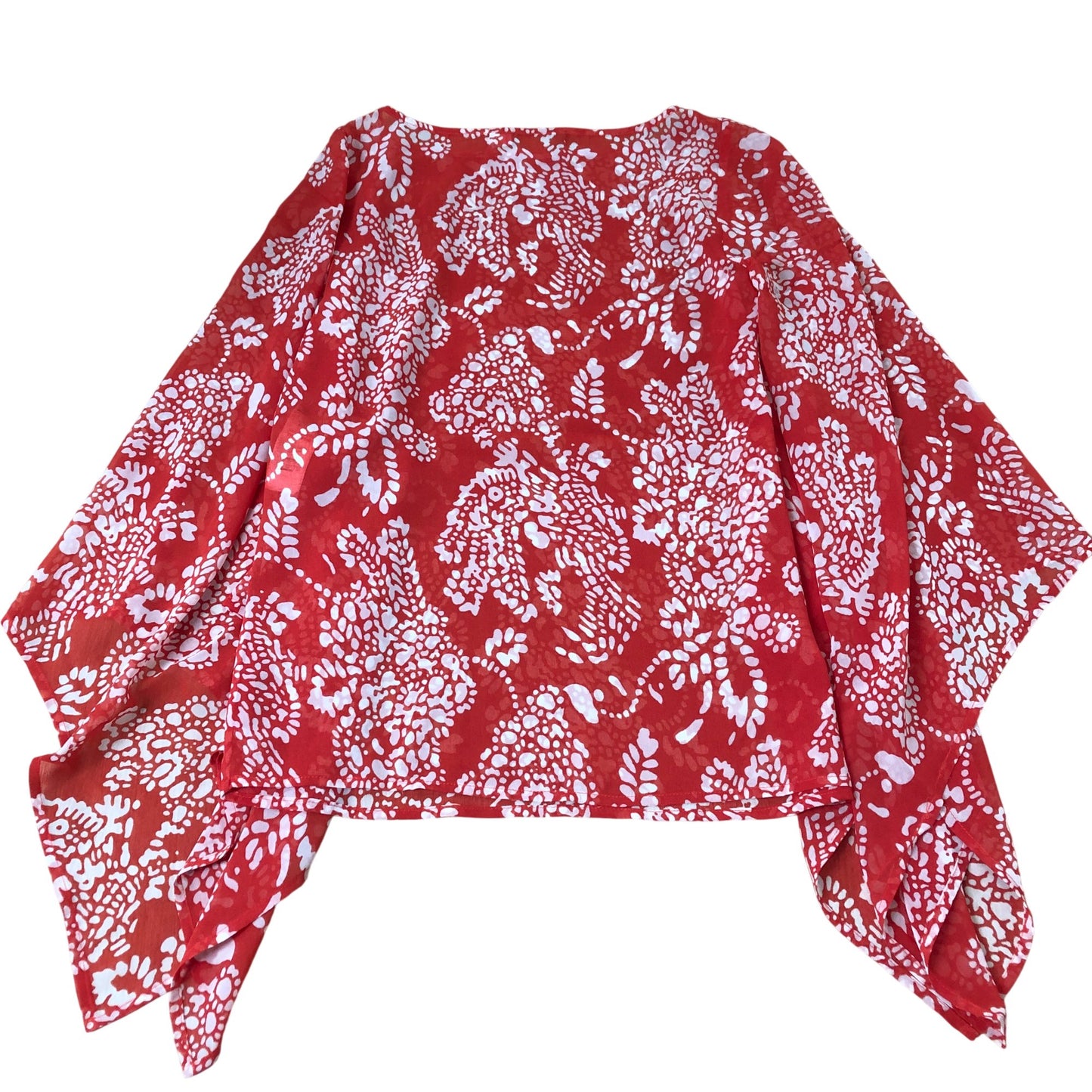 Branded Red Floral Print Blouse Women's Sheer Loose Fit Lightweight UK8