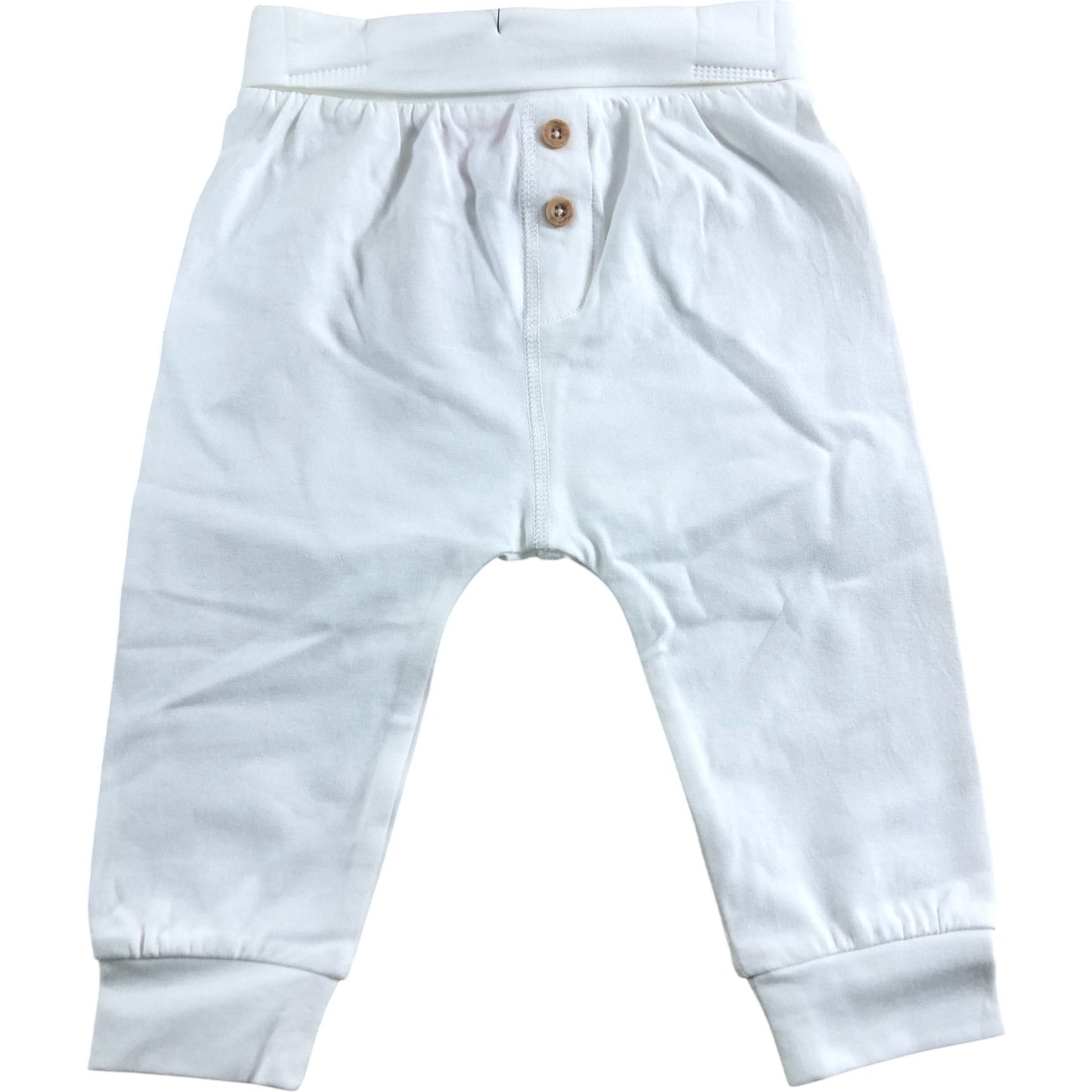 Baby Trousers Set Unisex Cotton Blend White Beige 3-6 Months set of 2