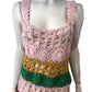 River Island Poolside Pink Dress UK8 Crocheted Multi Colour Swimwear Resort