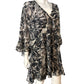 River Island Summer Top UK18 Women's Flowy Floral Print V Neck Brown Dress