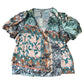 Boho Print Short Sleeve Wrap Top Size 24 Women's Green