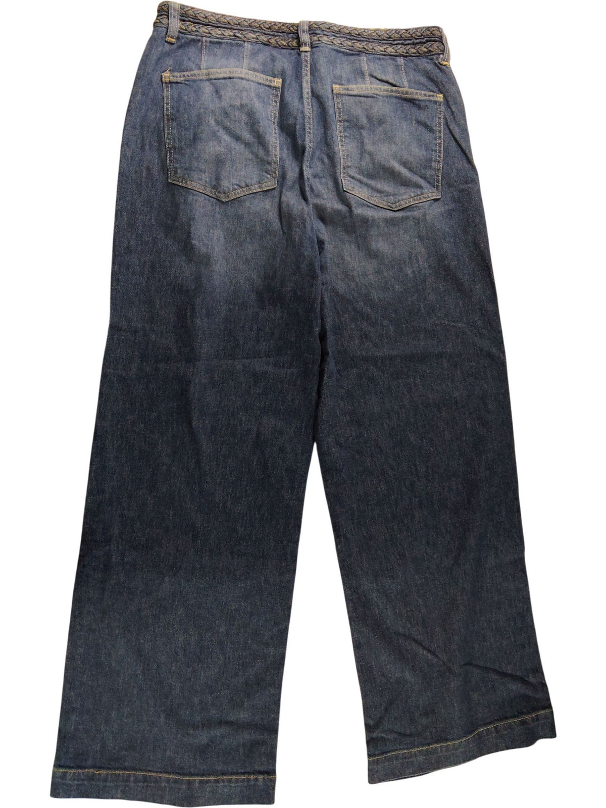 Women's High Rise Denim Jeans Casual Blue Wide Leg UK14