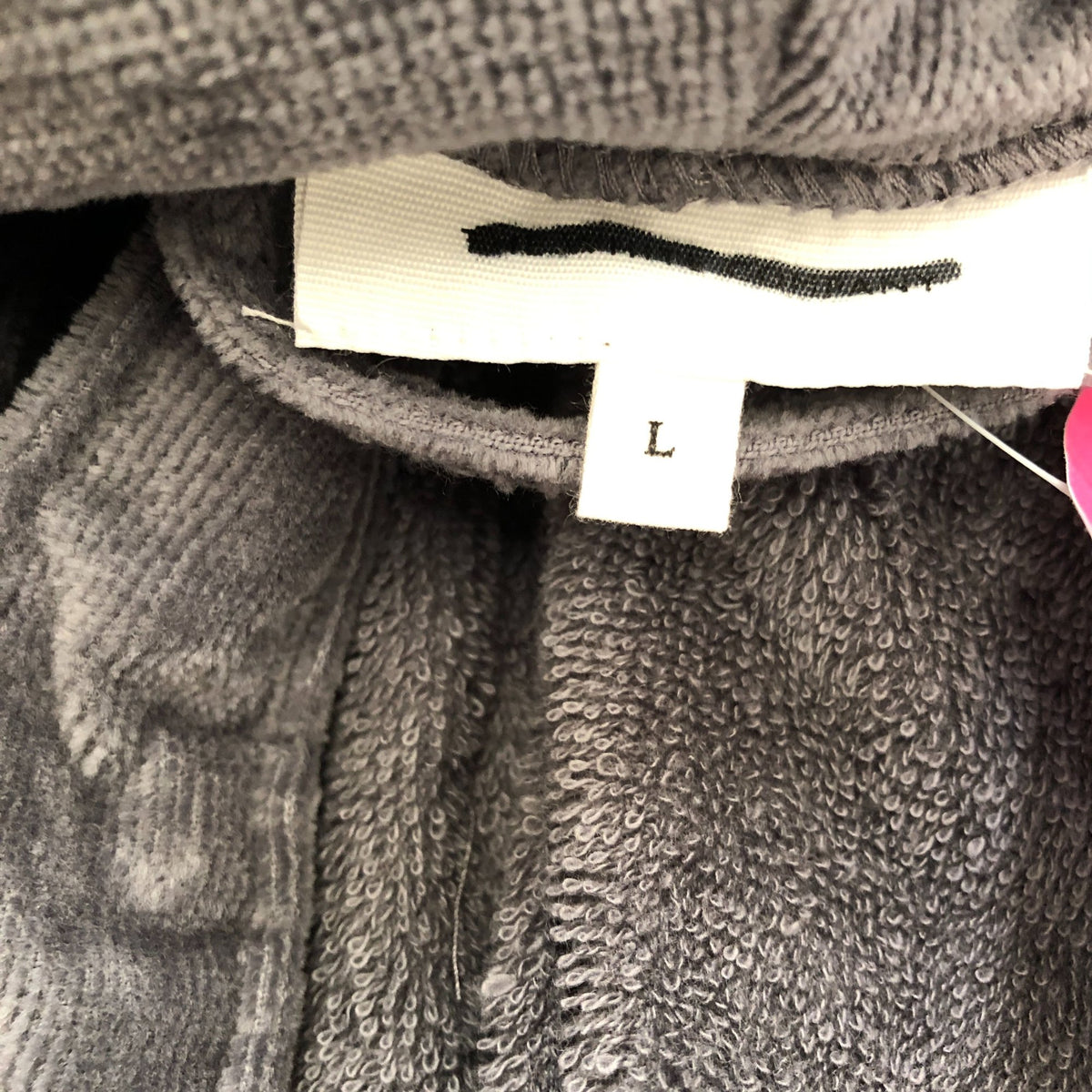 Dark Grey Fleece Hooded Robe 100% Organic Cotton Dressing Gown Size XS