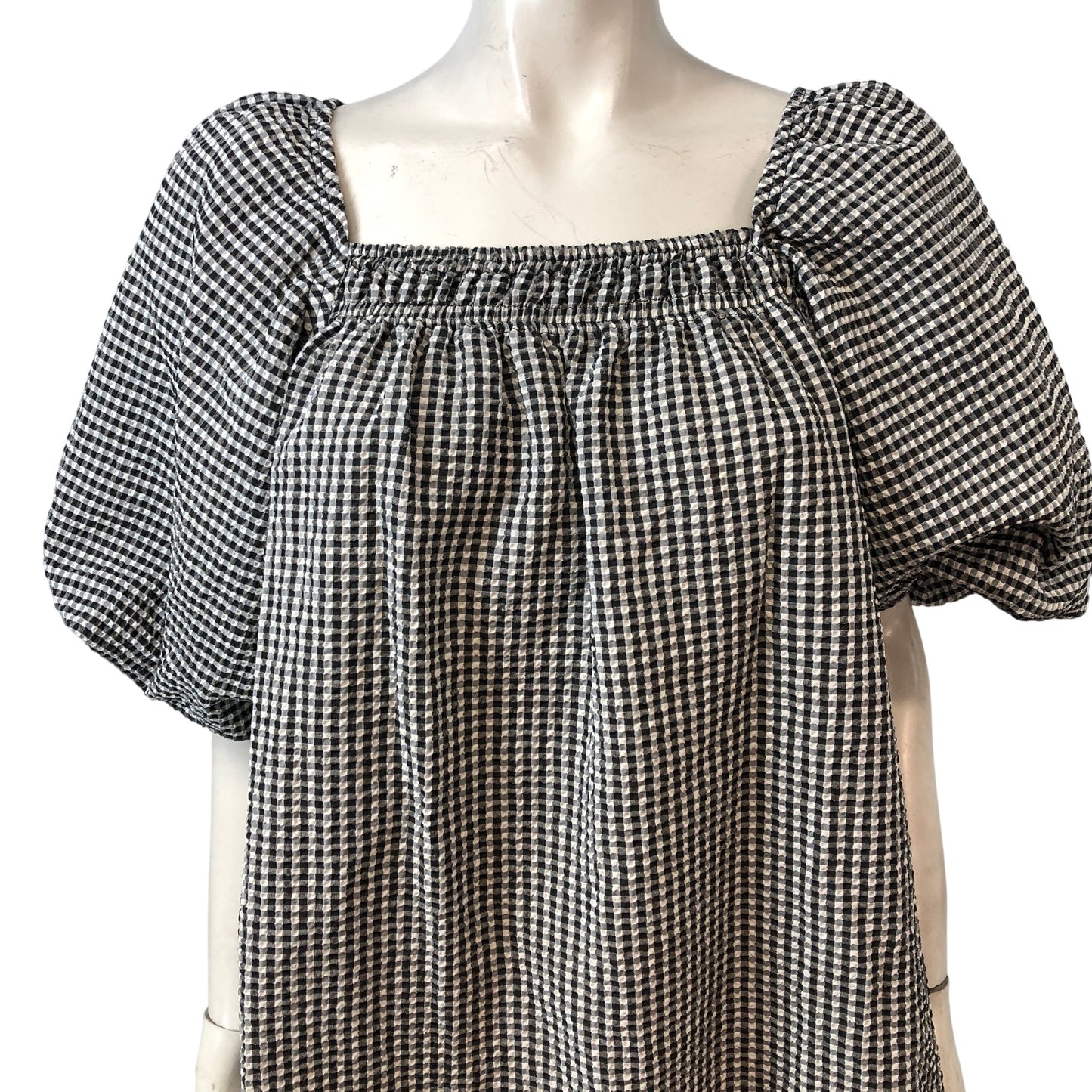 River Island Black And White Gingham Puff Sleeve Dress Women's Size UK10
