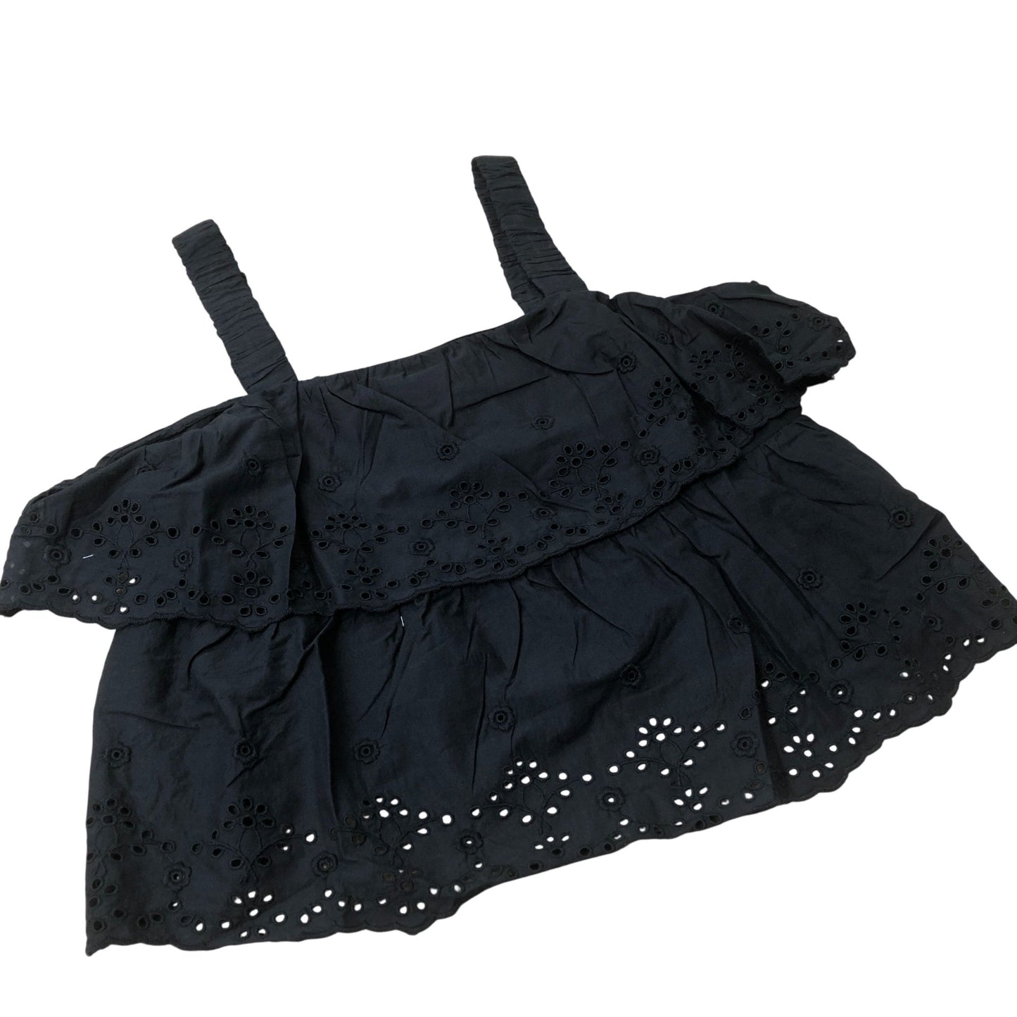 River Island Black Embroidered Crop Top Adjustable Straps UK12