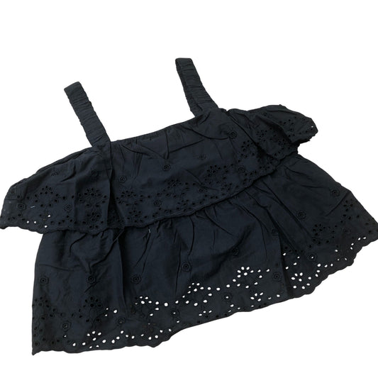 River Island Black Embroidered Crop Top Adjustable Straps UK12