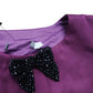 Purple Satin Blouse UK12 Women's Puff Sleeve Beaded Bow Detail Top