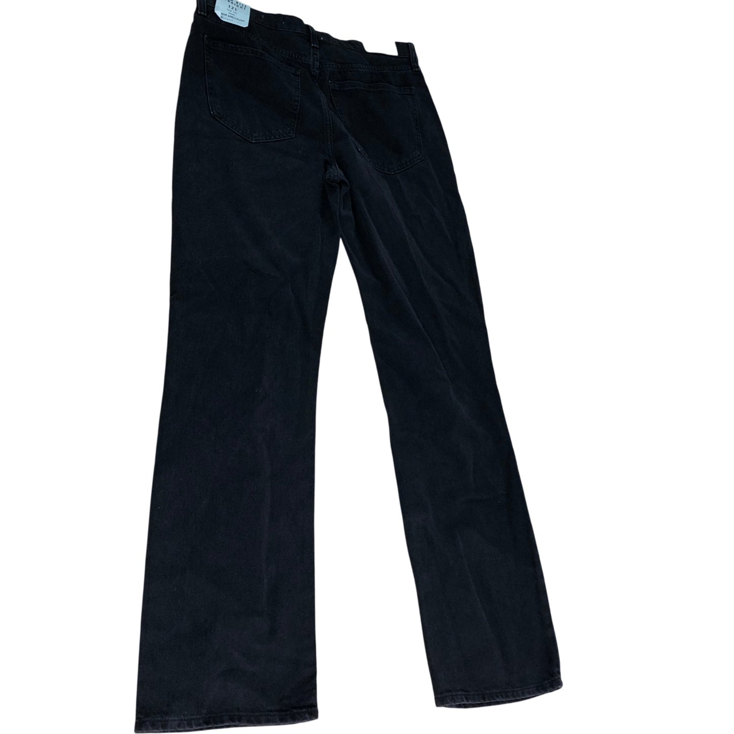 River Island High Rise Straight Jeans 12L Women's Black Denim with Rips