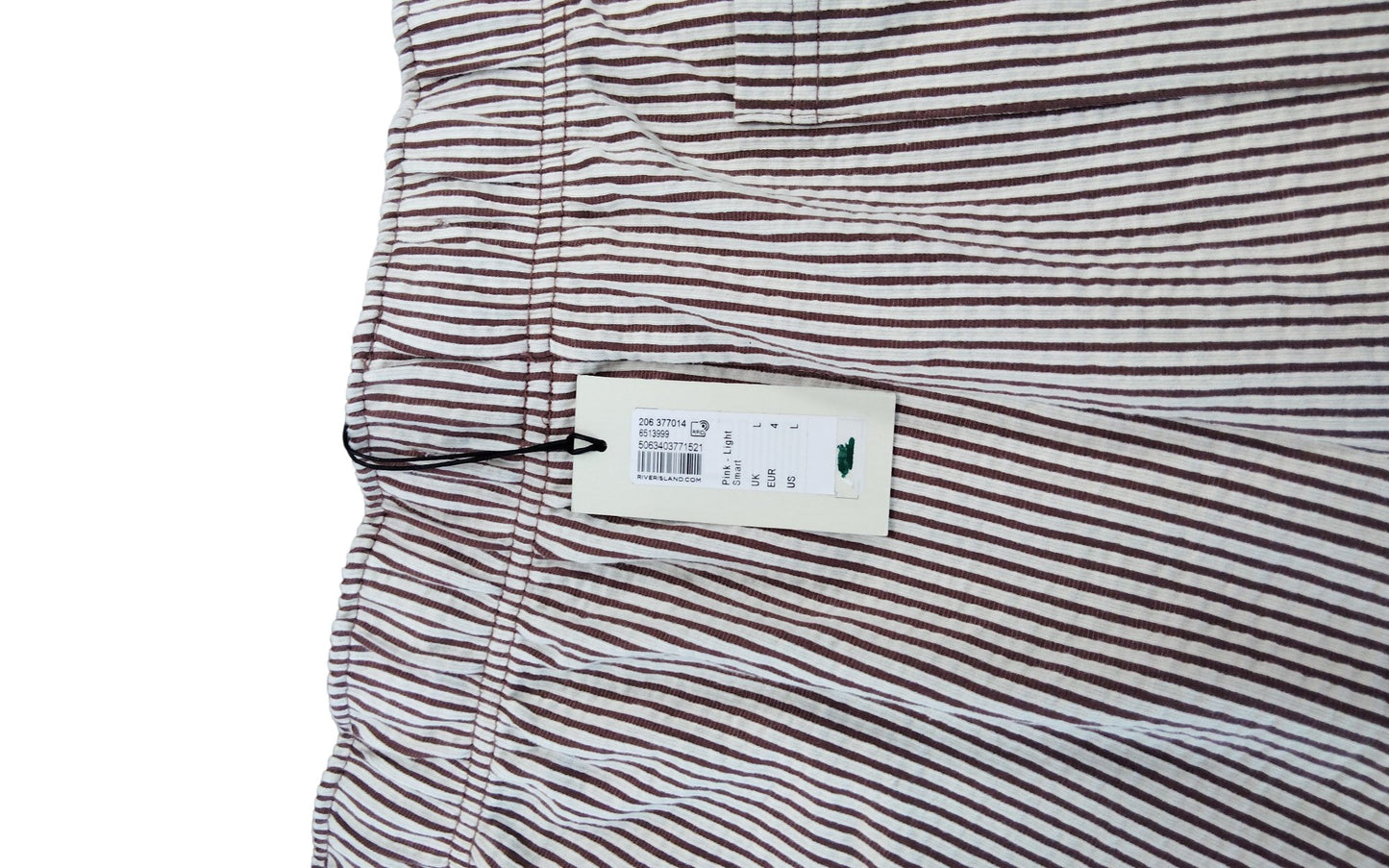 River Island Men's Light Pink Striped Shorts UK L Casual Summer Wear