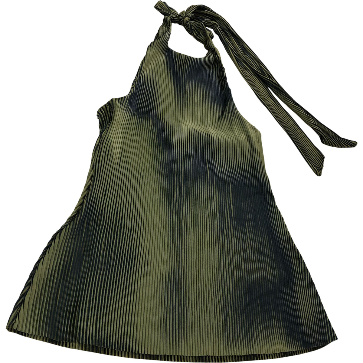 River Island Halter Neck Dress UK Small Women's Pleated Green