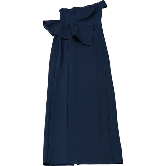 River Island Off Shoulder Ruffle Midi Dress Navy