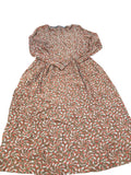 Long Sleeve Dress Size UK 10 Viscose With Floral Print Brown