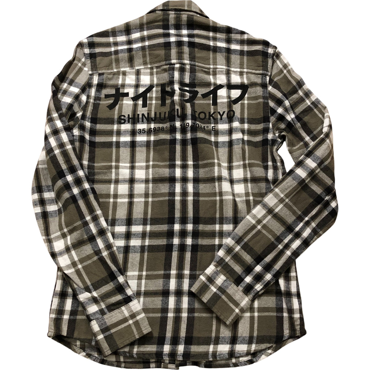 River Island Flannel Shirt XXS Checked Button Up Olive Green
