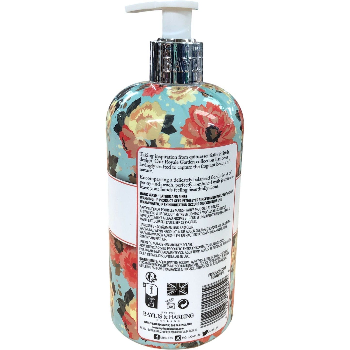 Baylis and Harding Royale Garden Peach Peony Jasmine Luxury Hand Wash 500ml