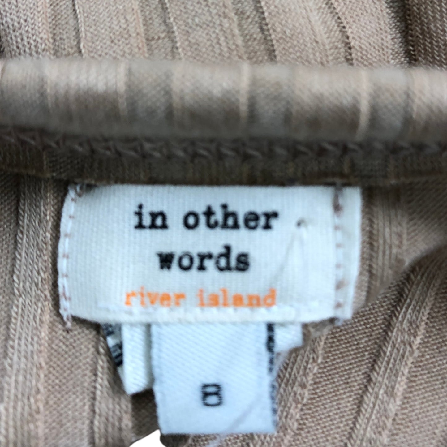 River Island Beige Ribbed Dress UK8 Women's Sleeveless Bodycon Style