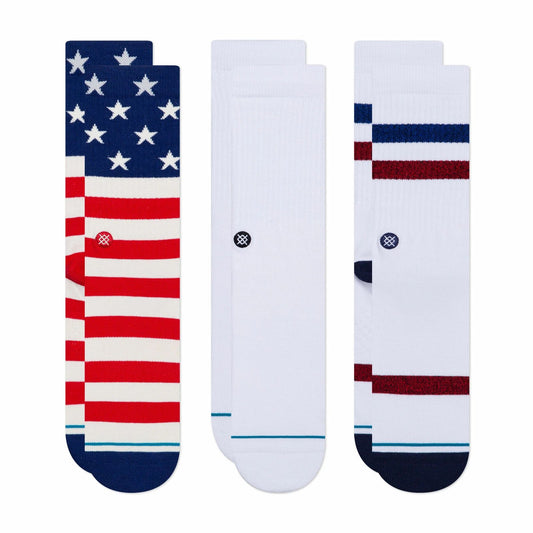 Stance The Americana 3 Pack Unisex Crew Socks M5.5-7.5 W6-8.5