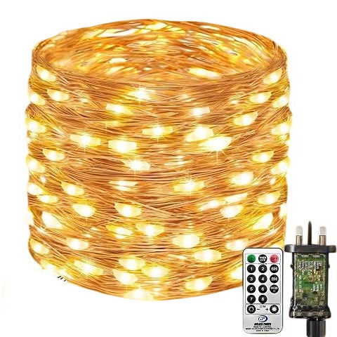 100LED Fairy Lights Warm White Remote Control String Lights Dimmable