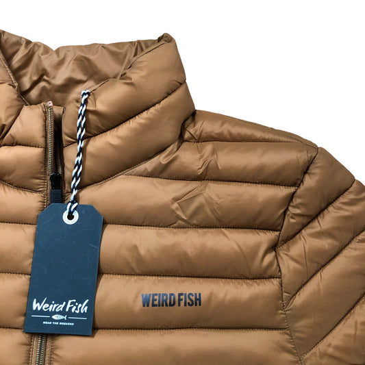 Weird Fish Medium Men's Lightweight Puffer Jacket Brown Zip Up Casual Wear