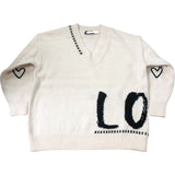 Cream Wool Blend Graphic Love Jumper Size S