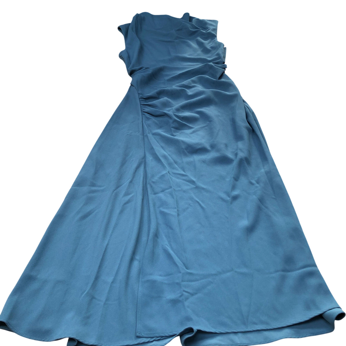 River Island Long Evening Dress Size 10 Women's Elegant Pleated Polyester Blue