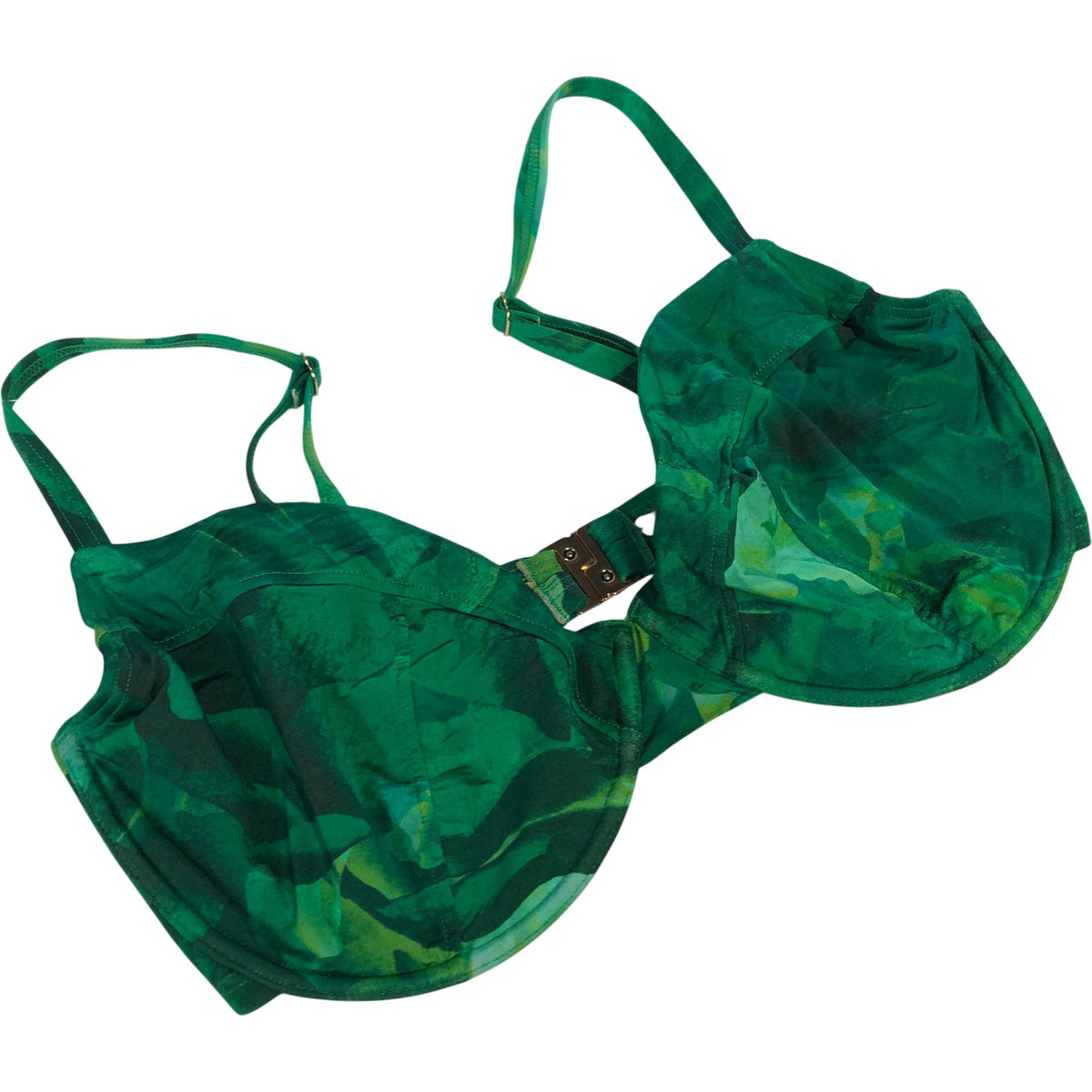 Pour Moi Green Swim Bra Size 36FF Women Recycled Polyamide Eco Friendly