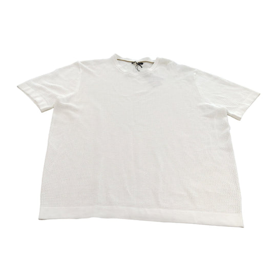 River Island Men's White XXL Short Sleeve V Neck Top Casual Knit Design