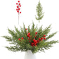 Artificial Norfolk Pine Sprigs 45 Pieces with 15 Red Berries - 12.6 Inch