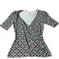 Floral Printed Blouse Women's Short Sleeve V Neck UK8
