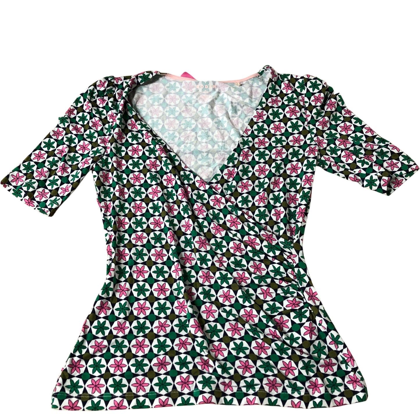 Floral Printed Blouse Women's Short Sleeve V Neck UK8