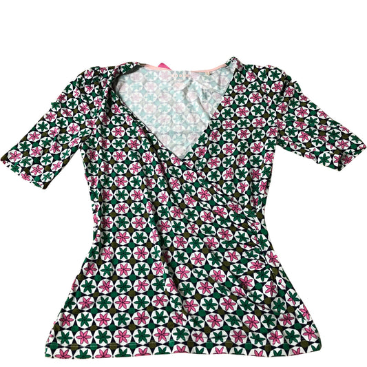 Floral Printed Blouse Women's Short Sleeve V Neck UK8