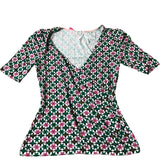 Floral Printed Blouse Women's Short Sleeve V Neck UK8