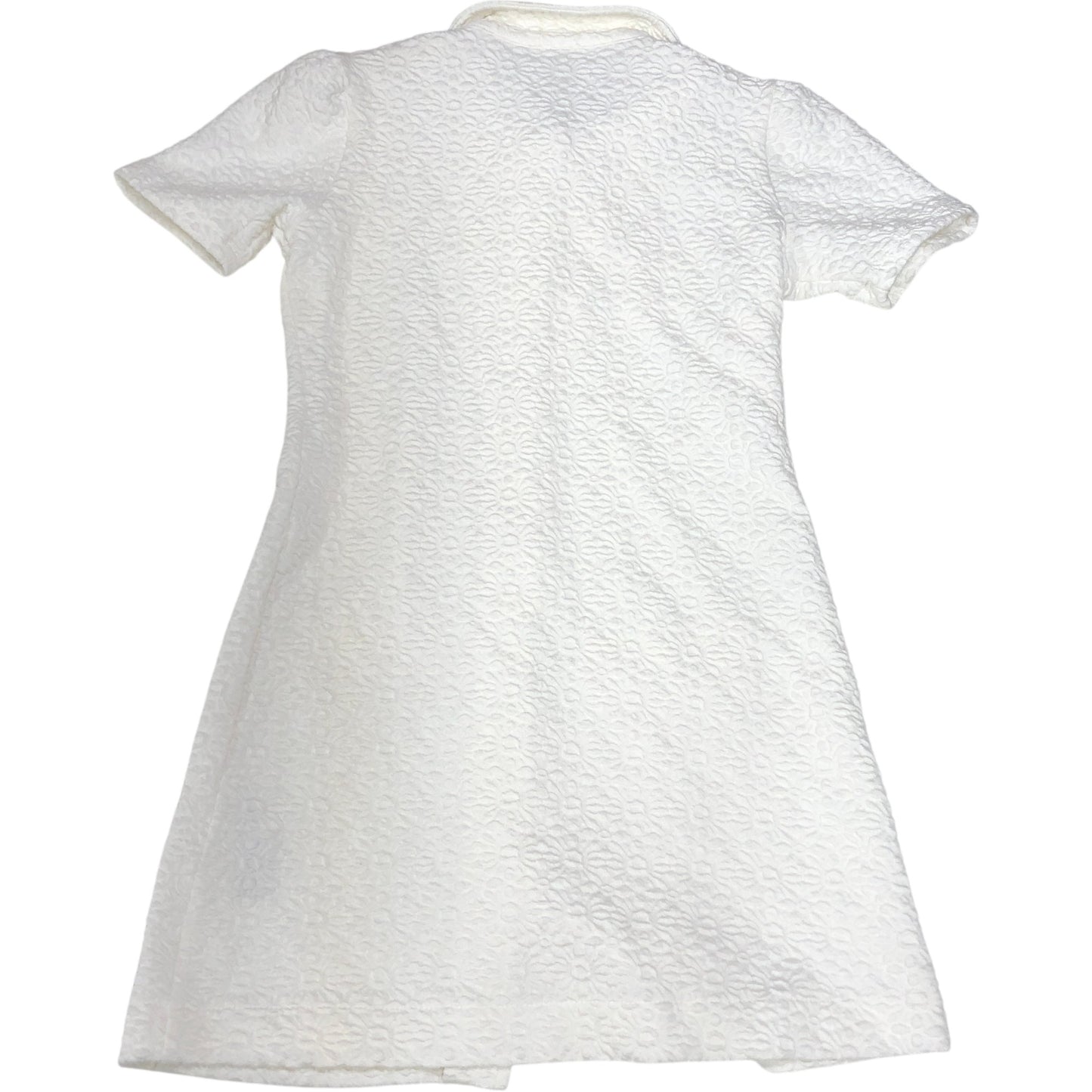 River Island Girls Dress 5-6 Years White Textured Short Sleeve Button Up