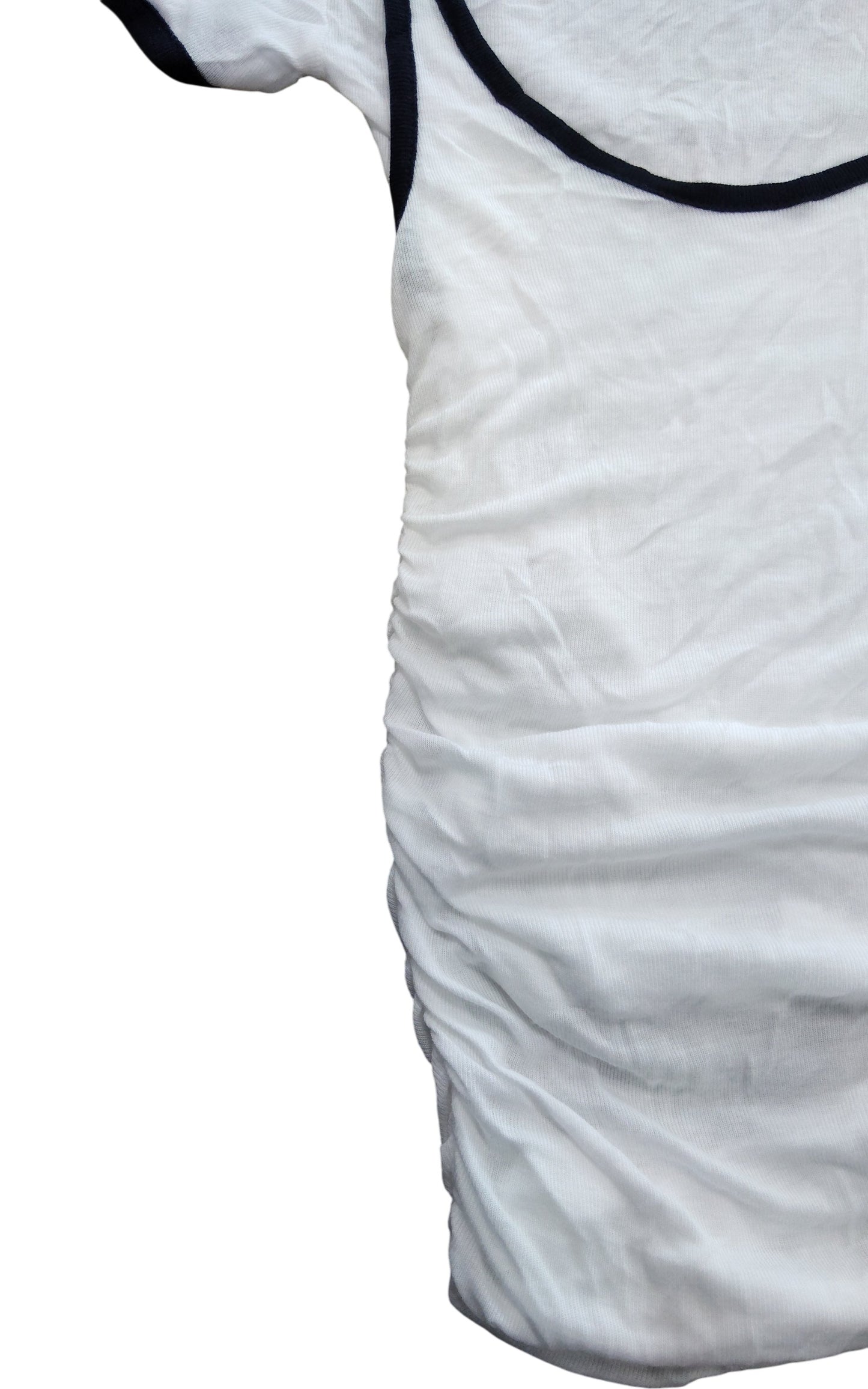 River Island Women's White Short Sleeve T-Shirt XS Round Neck Striped Trim