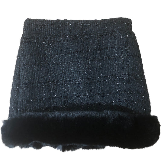 River Island Mini Black Skirt 18-24 Months Girls Faux Fur Trim Sparkly Design
