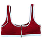 River Island Poolside Women's Red Swim Top Zip Closure White Trim Size 18