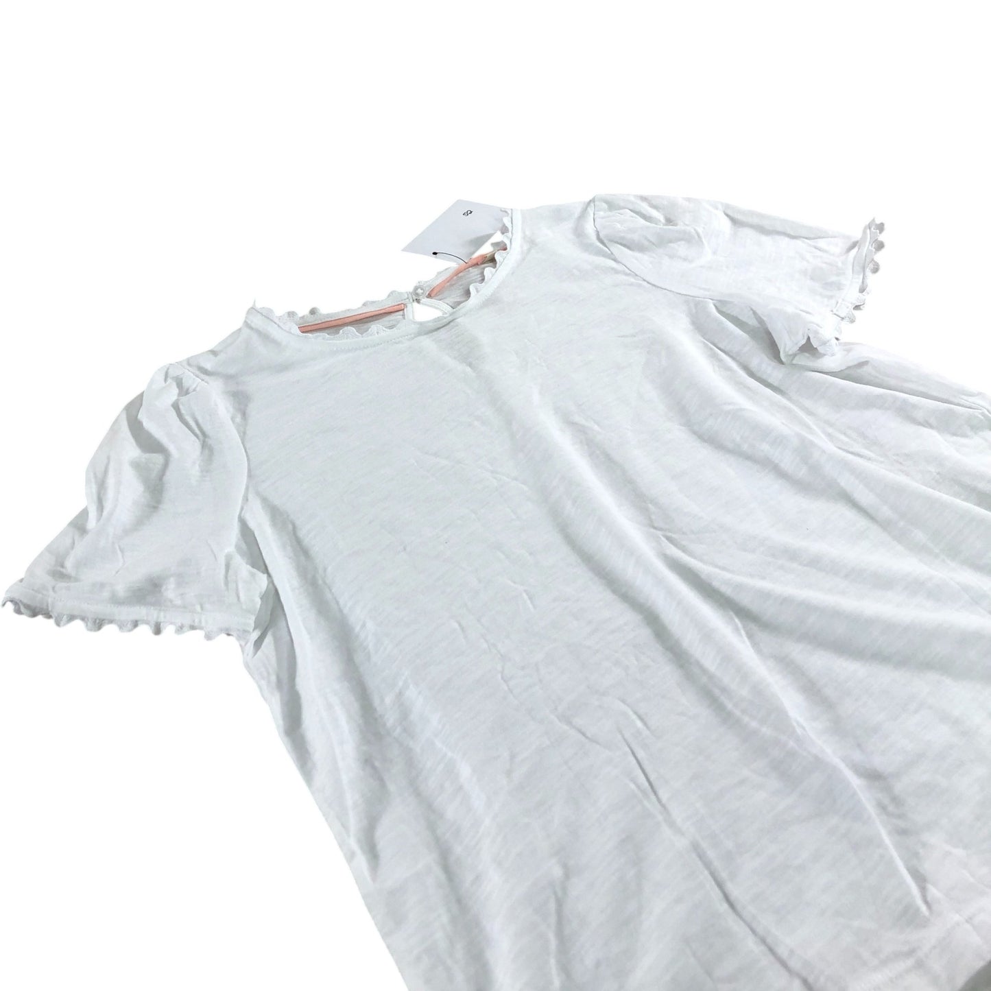 Boden White Short Sleeve T Shirt Women's 100 Cotton Keyhole Back UK10