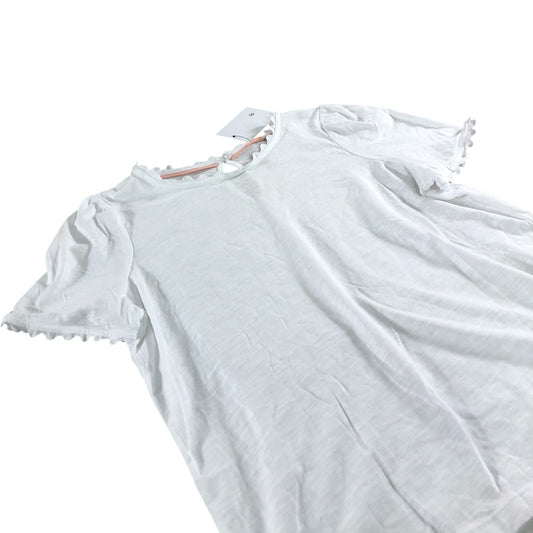 Boden White Short Sleeve T Shirt Women's 100 Cotton Keyhole Back UK10