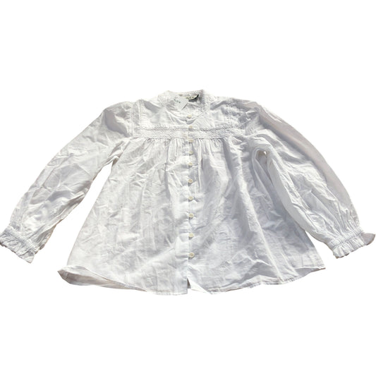 Baukjen White Organic Blouse Women's Long Sleeve Embroidered Top