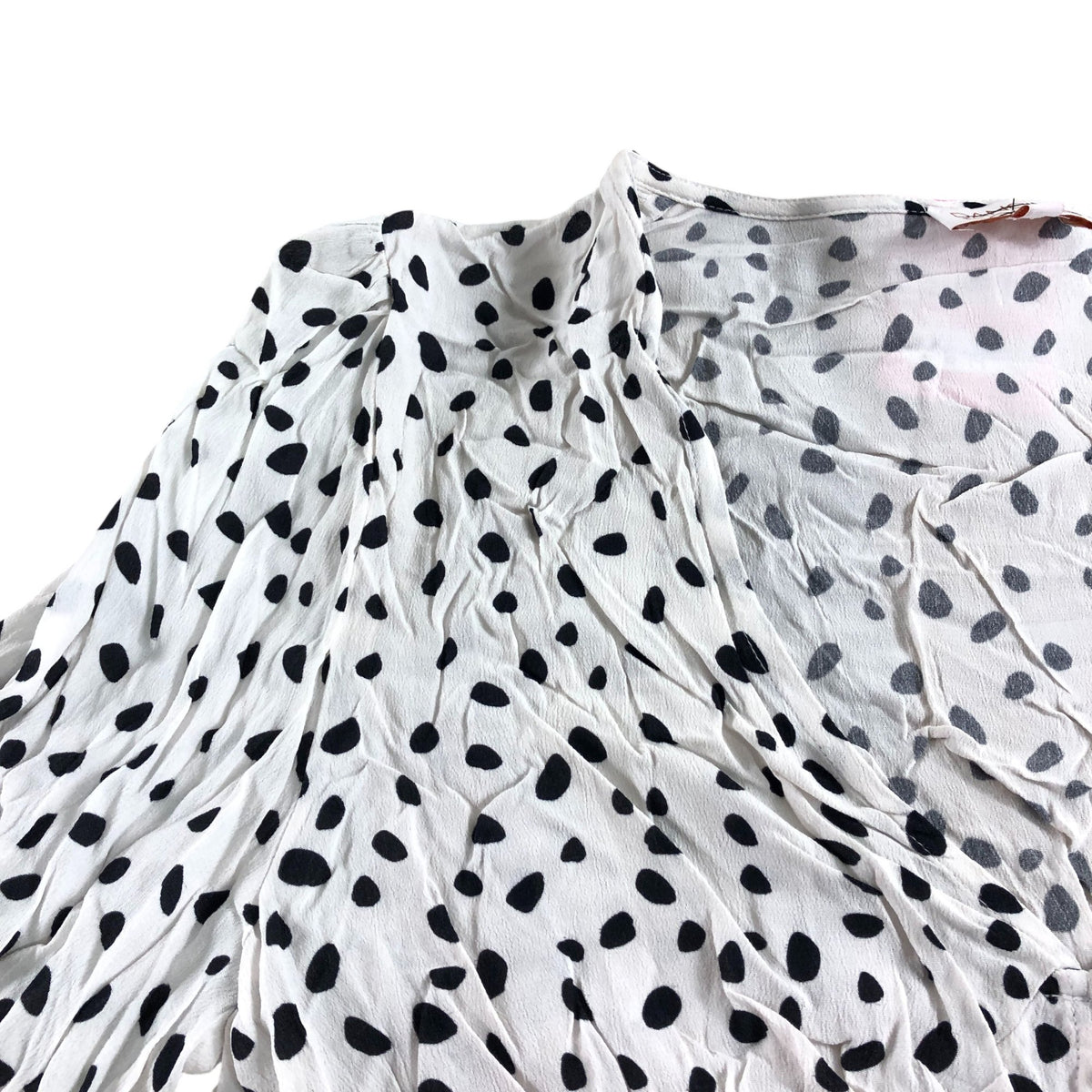 Dancing Leopard UK14 Women's Cropped Blouse White Polka Dot